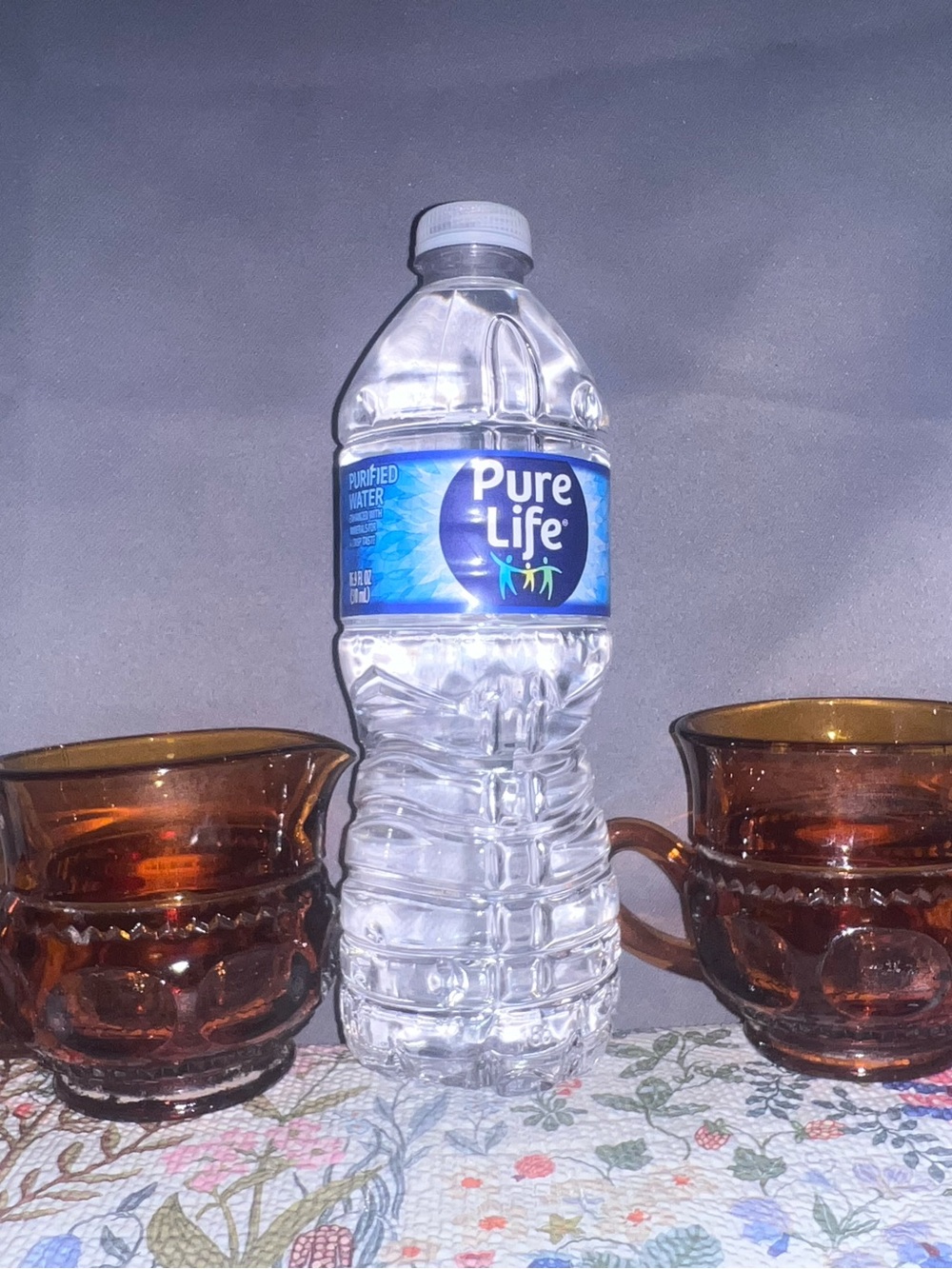 Vintage Amber Glass Moon & Star Creamer and Open Sugar Bowl Set